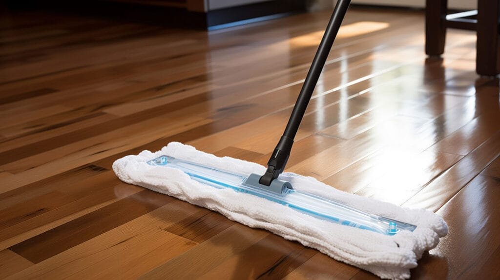 Dust mopping a hardwood floor